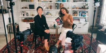 Leena Barakat, President & CEO of WDN (right) in an interview with Michelle MiJung Kim, author of The Wake Up (left)